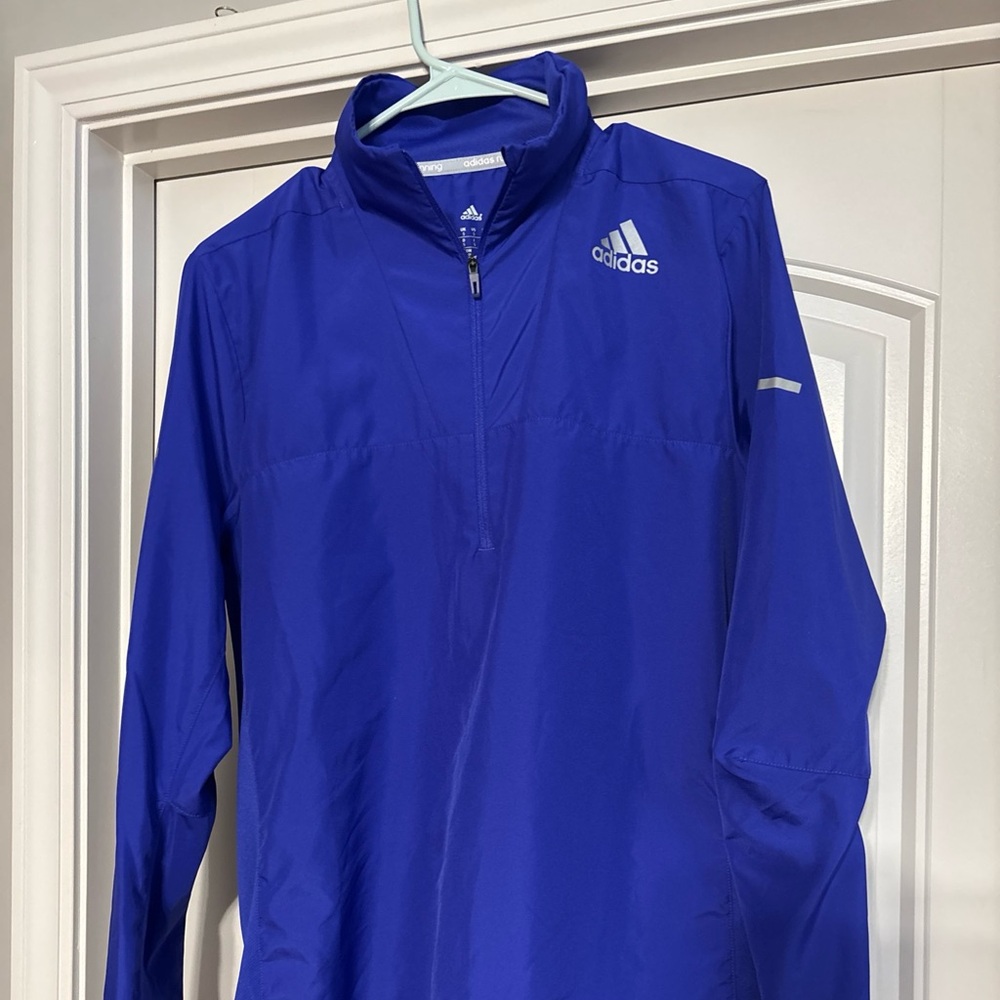 ADIDAS CLIMAPROOF RUNNING, WOMEN'S SIZE S BLUE 1/4 ZIP LIGHTWEIGHT PULLOVER